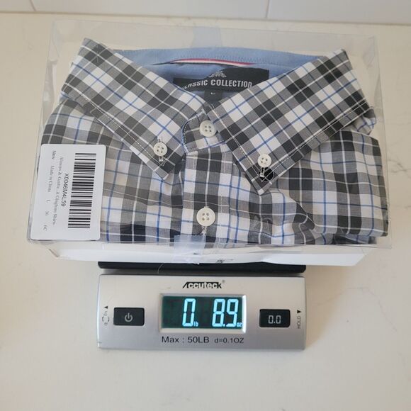 Alimens & Gentle Mens L Black Plaid Button Down Shirt Pocket Long Sleeve - Picture 3 of 12